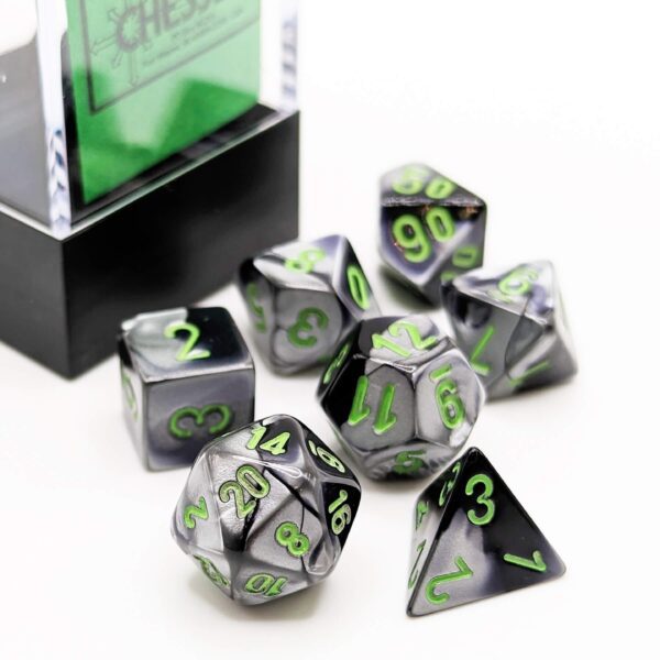 CHX20645 Cube Mini Gemini Dice, Black-Grey & Green